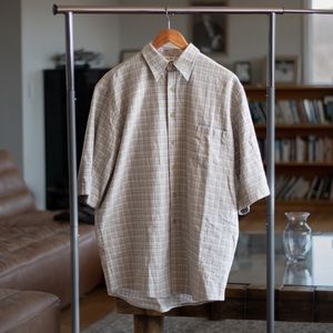 Acne Studios Logo-Embroidered Checked Organic Cotton Shirt in Blue